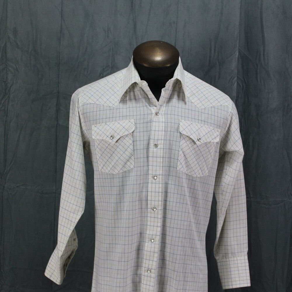 Vintage Western Shirt - Panhandle Slim Checkerboard Pattern - Men's Medium